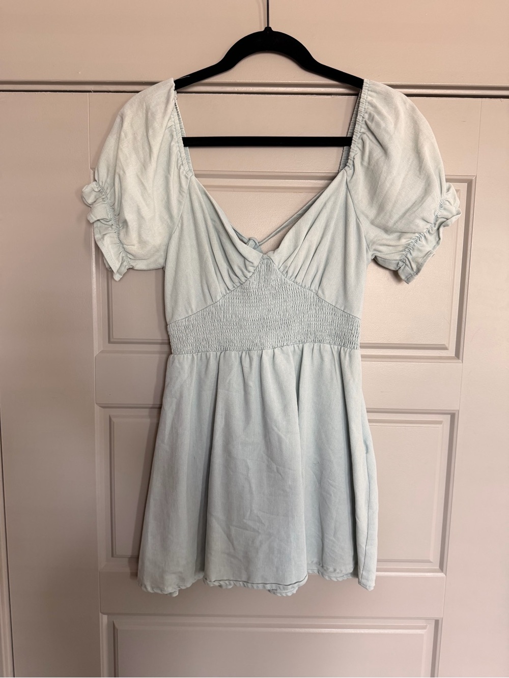 Abbeline Pale Blue Strappy Smocked Dress